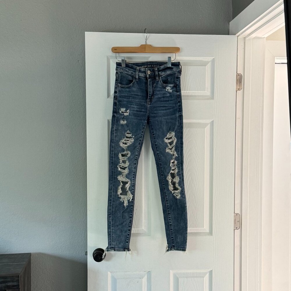 American Eagle Next Level Stretch Ripped Jeans, Size 2